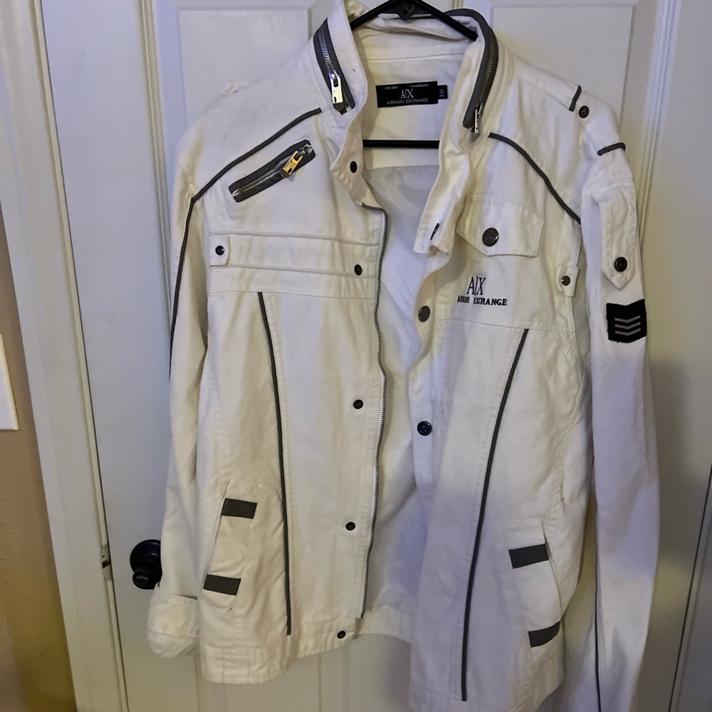 Armani Exchange Off White Snap Front Military Style Jacket Women's Size XXL - Picture 3 of 3